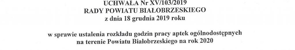 Miniaturka artykułu Rozkład godzin pracy aptek w Powiecie Białobrzeskim na 2020 r.